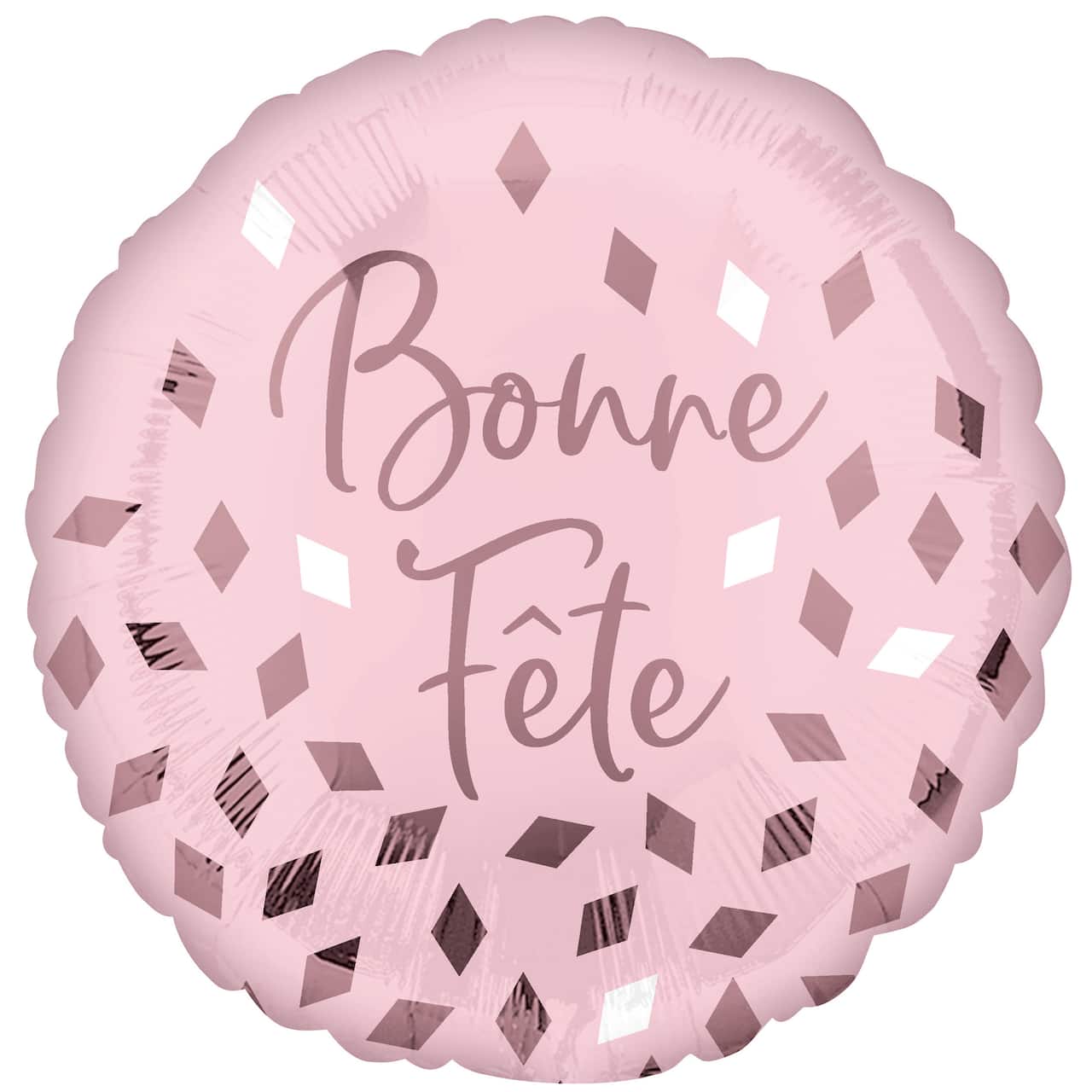 Ballon métallisé « Bonne Fête » sur fond rosé de 43 cm